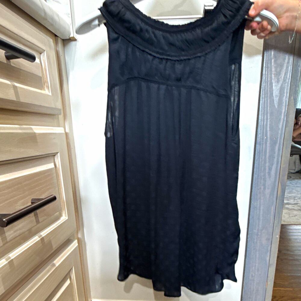 Maeve by Anthropologie Black Polka Dot Sheer Tank Dress Scoop Neck Size 4